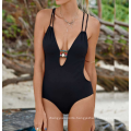 Custom Solid Color One-piece Swimsuit Ladies Over Size Black and White Sexi Mature Bikini